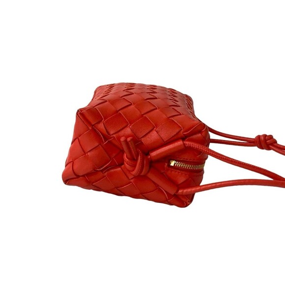 BOTTEGA VENETA Red Leather Intrecciato Shoulder Bag - Picture 6 of 9